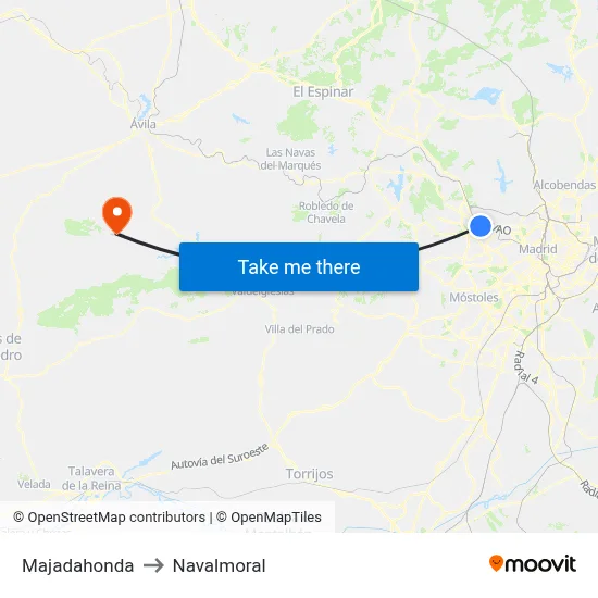 Majadahonda to Navalmoral map