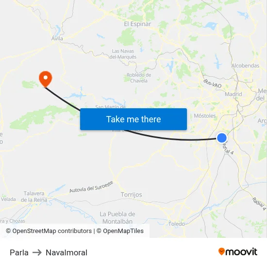 Parla to Navalmoral map