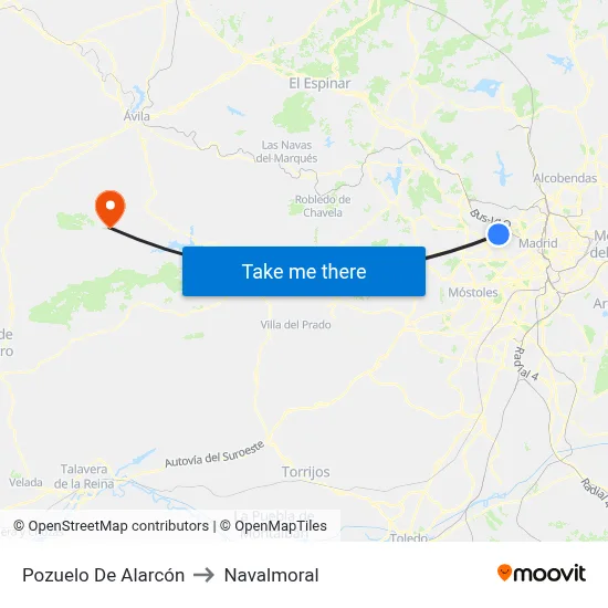 Pozuelo De Alarcón to Navalmoral map