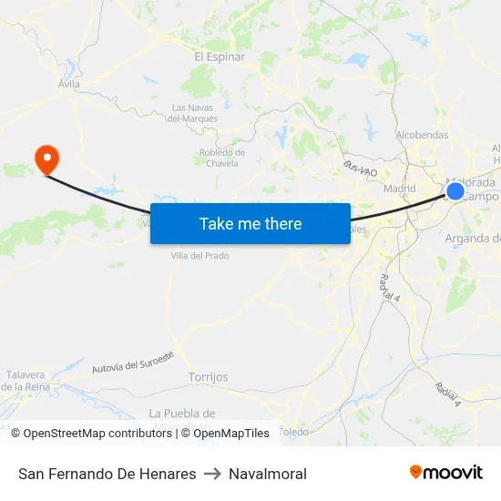 San Fernando De Henares to Navalmoral map