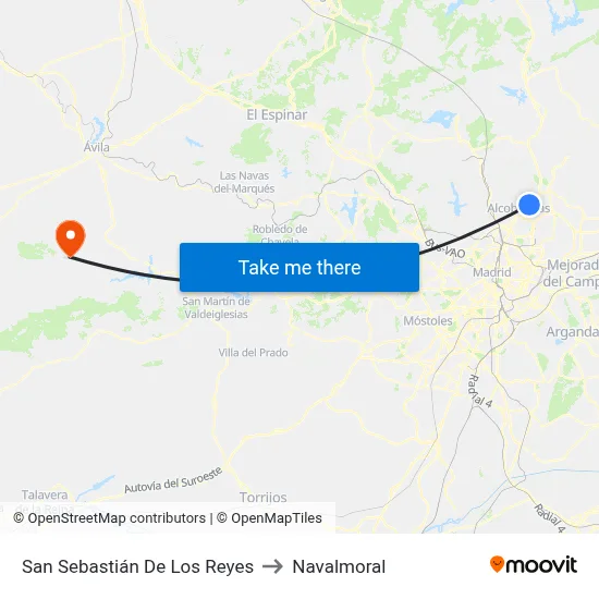 San Sebastián De Los Reyes to Navalmoral map