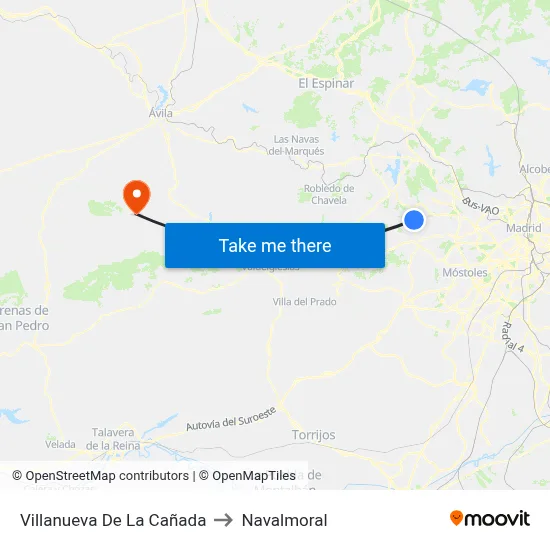 Villanueva De La Cañada to Navalmoral map