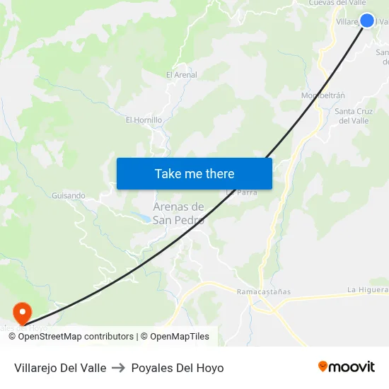 Villarejo Del Valle to Poyales Del Hoyo map