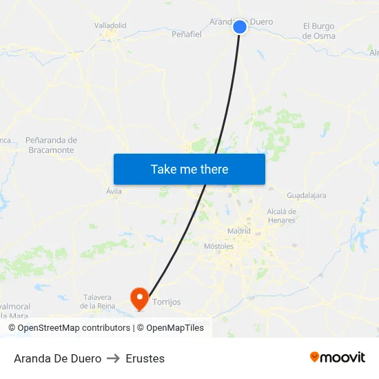 Aranda De Duero to Erustes map