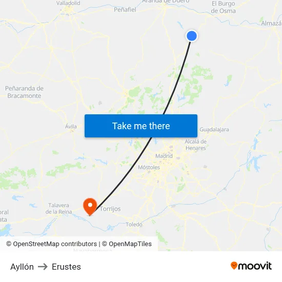 Ayllón to Erustes map