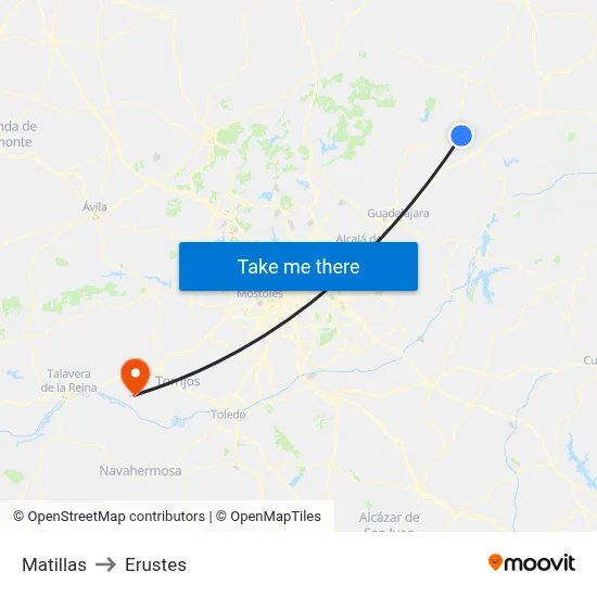 Matillas to Erustes map