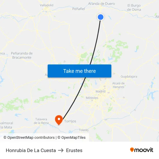 Honrubia De La Cuesta to Erustes map