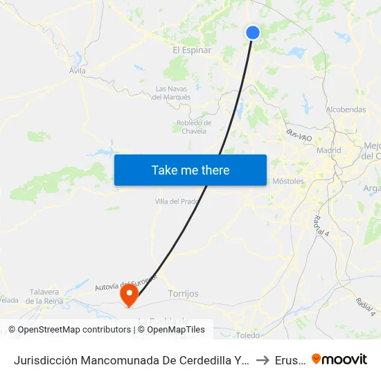 Jurisdicción Mancomunada De Cerdedilla Y Navacerrada to Erustes map