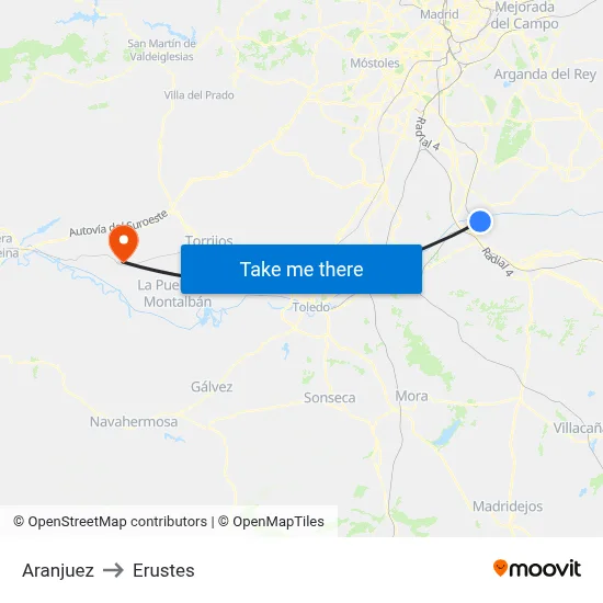 Aranjuez to Erustes map