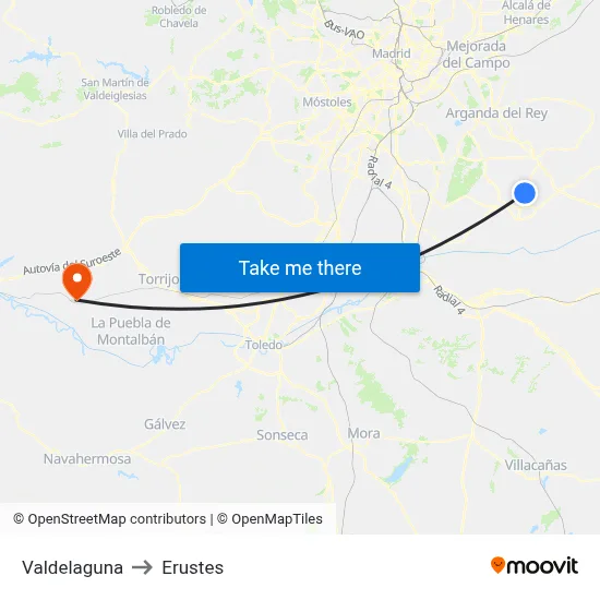 Valdelaguna to Erustes map