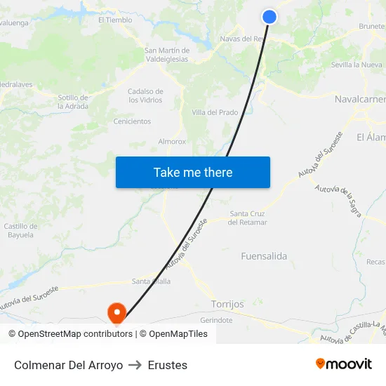 Colmenar Del Arroyo to Erustes map