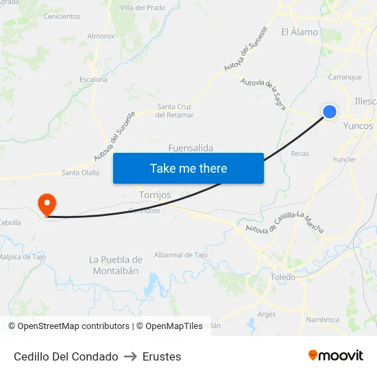 Cedillo Del Condado to Erustes map