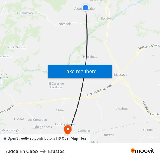 Aldea En Cabo to Erustes map