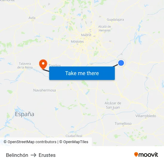 Belinchón to Erustes map