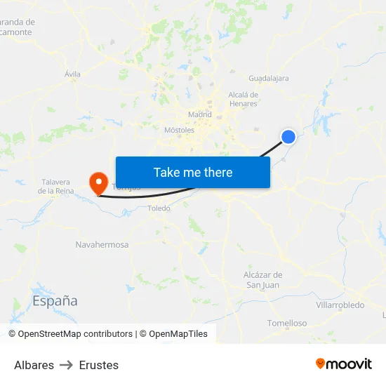 Albares to Erustes map
