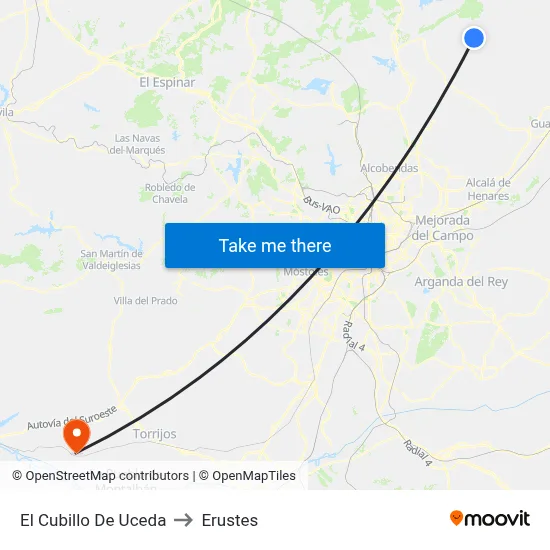 El Cubillo De Uceda to Erustes map