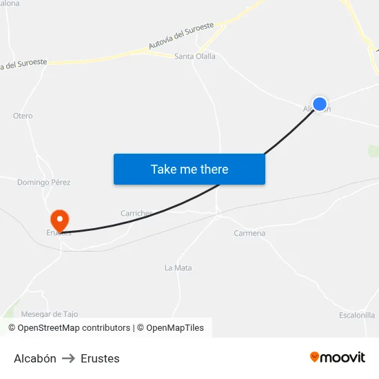 Alcabón to Erustes map