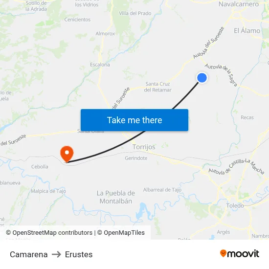 Camarena to Erustes map