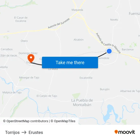 Torrijos to Erustes map