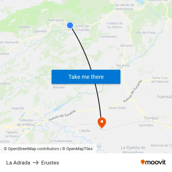 La Adrada to Erustes map