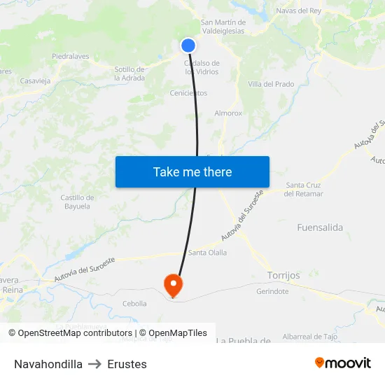 Navahondilla to Erustes map