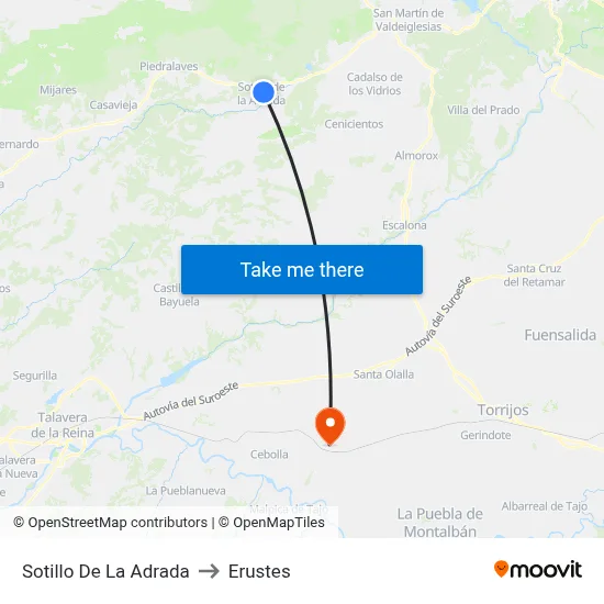 Sotillo De La Adrada to Erustes map