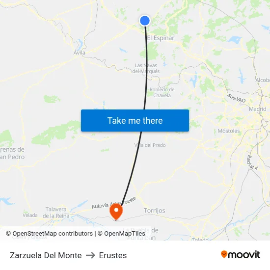 Zarzuela Del Monte to Erustes map