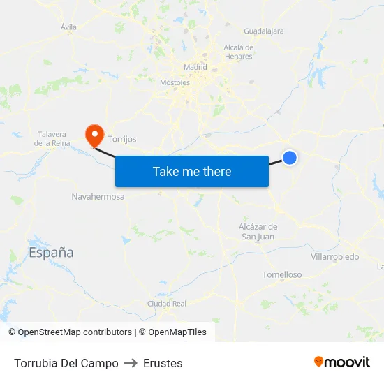 Torrubia Del Campo to Erustes map