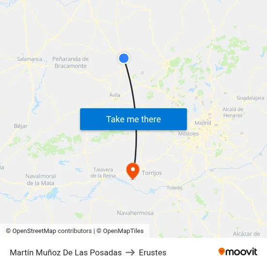 Martín Muñoz De Las Posadas to Erustes map