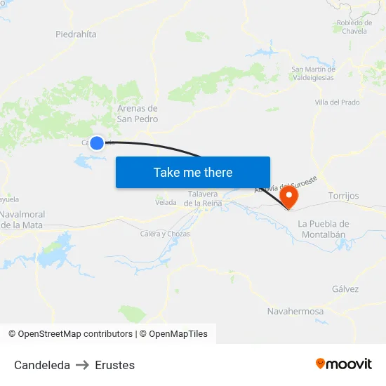 Candeleda to Erustes map