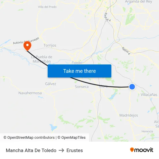Mancha Alta De Toledo to Erustes map