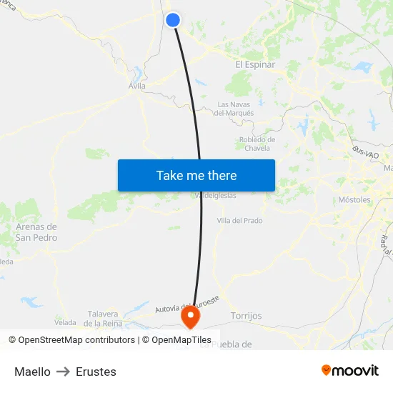 Maello to Erustes map