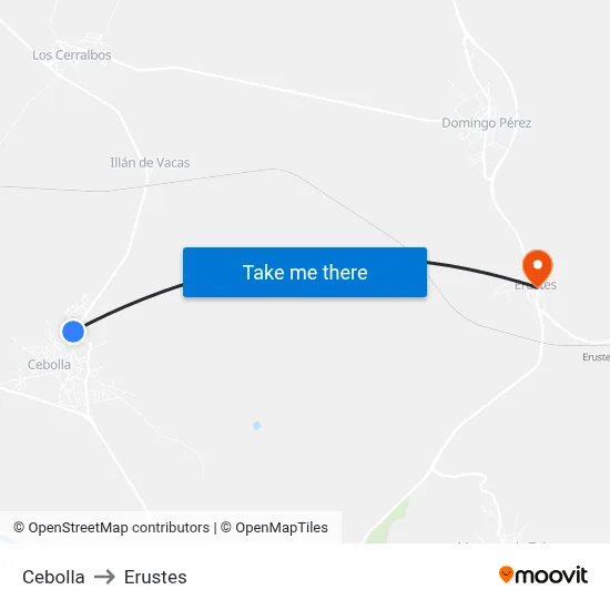 Cebolla to Erustes map