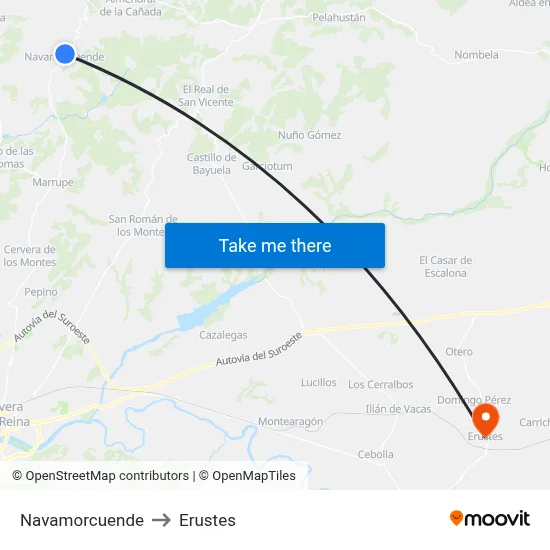 Navamorcuende to Erustes map