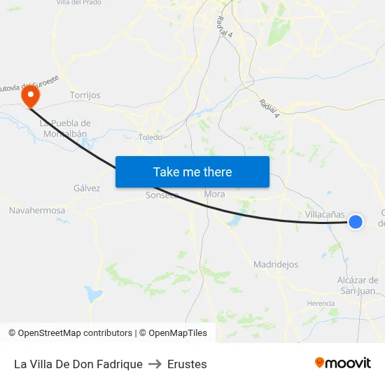 La Villa De Don Fadrique to Erustes map