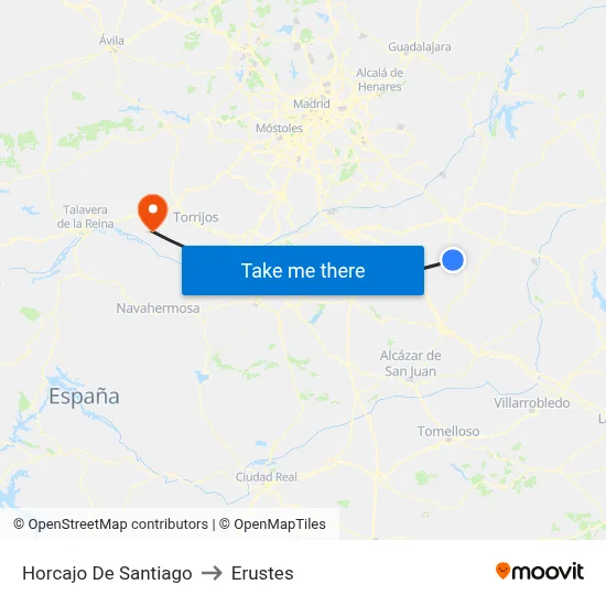 Horcajo De Santiago to Erustes map