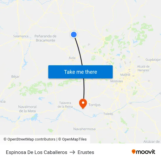 Espinosa De Los Caballeros to Erustes map