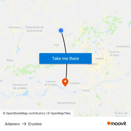 Adanero to Erustes map