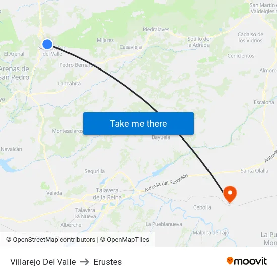 Villarejo Del Valle to Erustes map