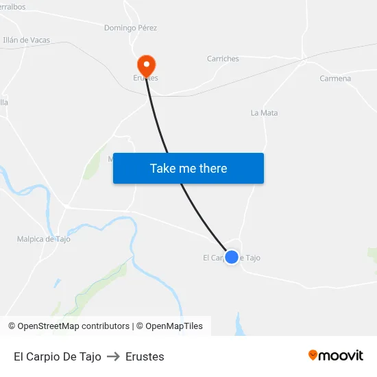 El Carpio De Tajo to Erustes map