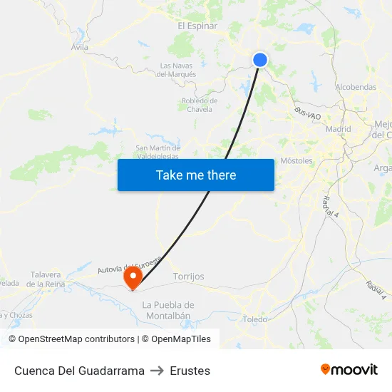 Cuenca Del Guadarrama to Erustes map