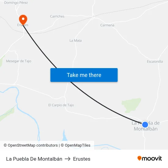 La Puebla De Montalbán to Erustes map