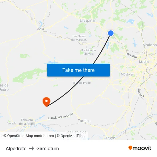 Alpedrete to Garciotum map