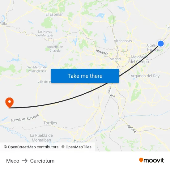 Meco to Garciotum map