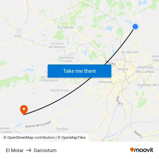 El Molar to Garciotum map