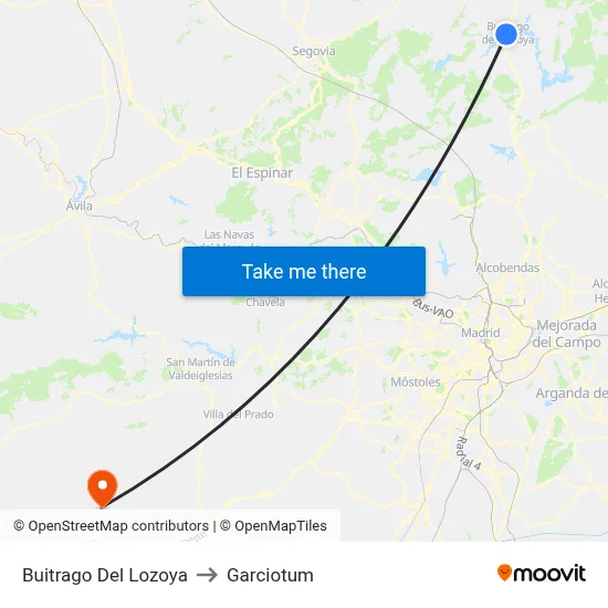 Buitrago Del Lozoya to Garciotum map