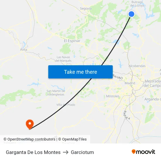 Garganta De Los Montes to Garciotum map