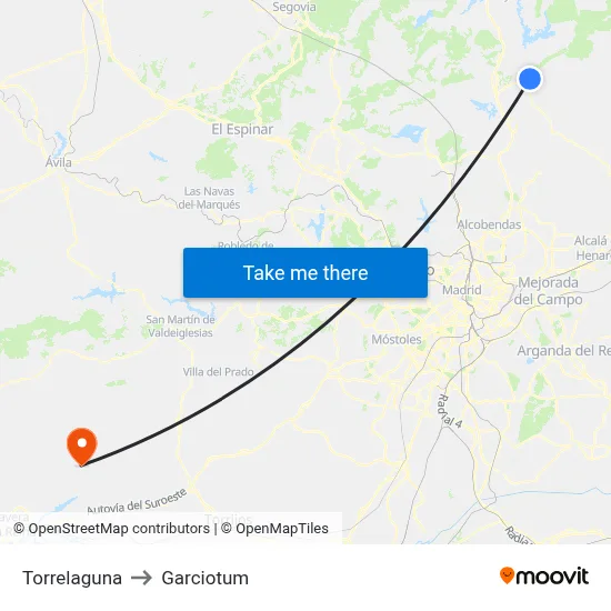 Torrelaguna to Garciotum map