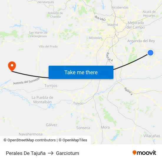Perales De Tajuña to Garciotum map