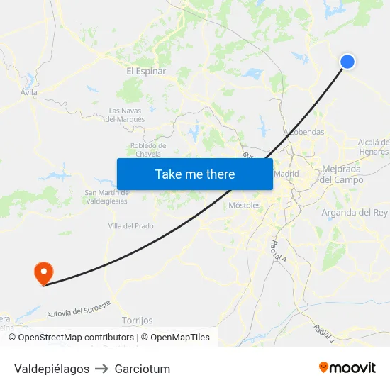 Valdepiélagos to Garciotum map